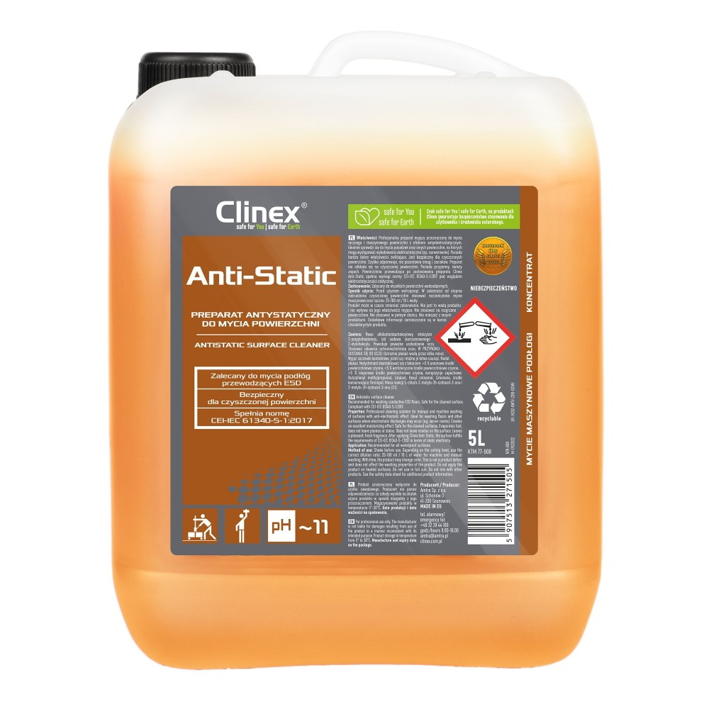 Preparat antystatyczny do mycia powierzchni CLINEX, Anty-Static, 5l
