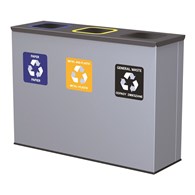 Kosz na śmieci ALDA EKO STATION, do segregacji, 3x60l, stal powlekana organicznie, szary