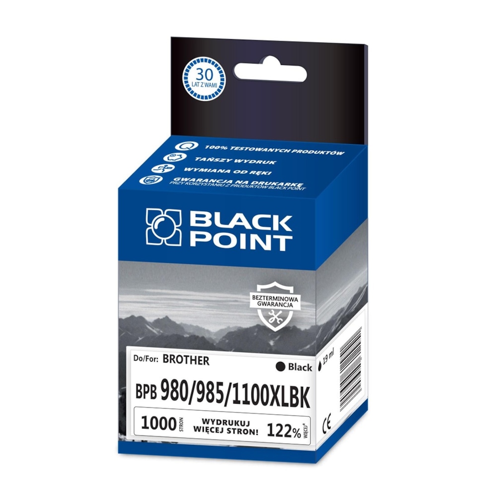 Kartridż black Black Point BPB980/985/1100XLBK (Brother LC-980/985/1100BK), 1000 str.