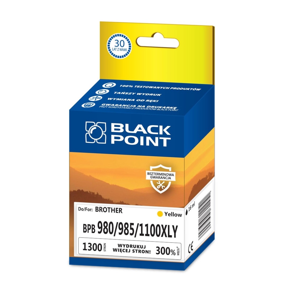 Kartridż yellow Black Point BPB980/985/1100XLY (Brother LC-980/985/1100Y), 1300 str.