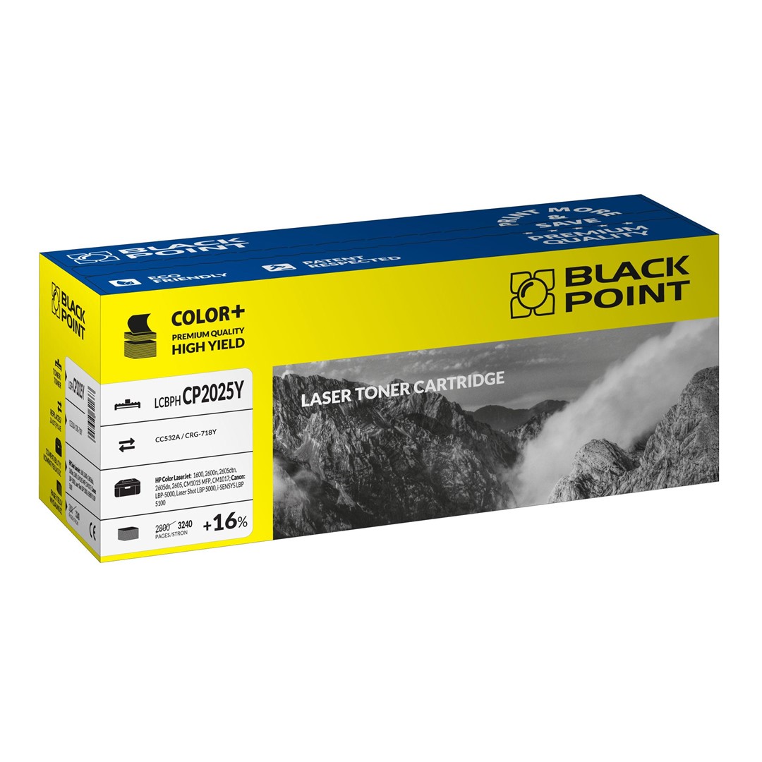 Toner yellow Black Point LCBPHCP2025Y (HP / Canon CC532A / CRG-718Y), 3240 str.