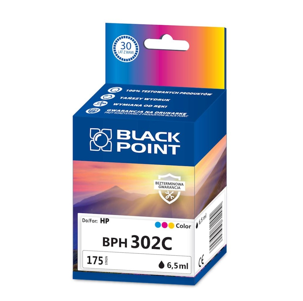 Kartridż tricolor Black Point BPH302C (HP F6U65AE), 175 str.