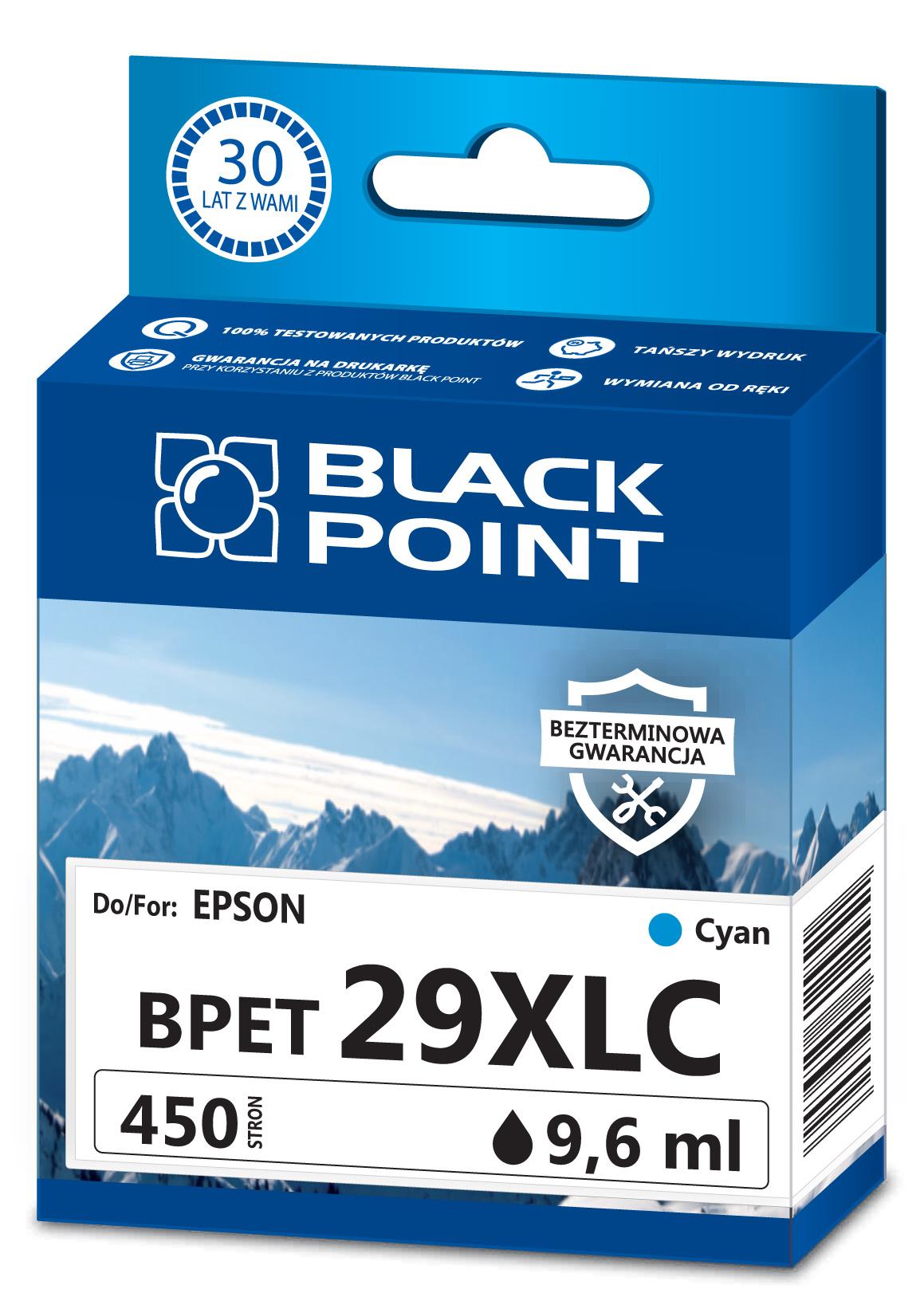 Kartridż cyan Black Point BPET29XLC (Epson C13T29924012), 450 str.