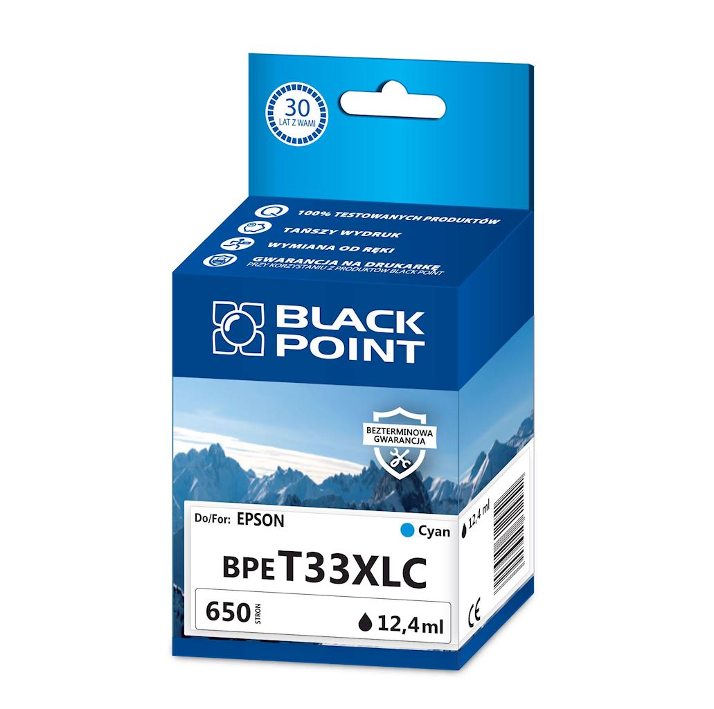 Kartridż cyan Black Point BPET33XLC (Epson C13T33624012), 650 str.