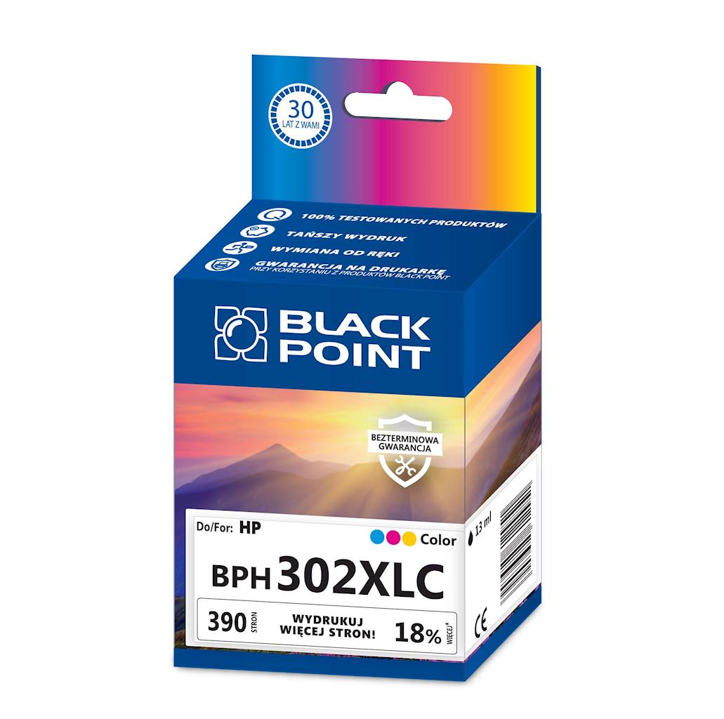 Kartridż tricolor Black Point BPH302XLC (HP F6U67AE), 390 str.