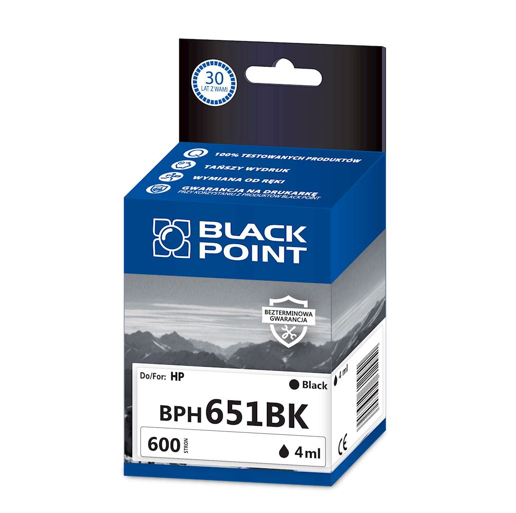 Kartridż black Black Point BPH651BK (HP C2P10AE), 600 str.