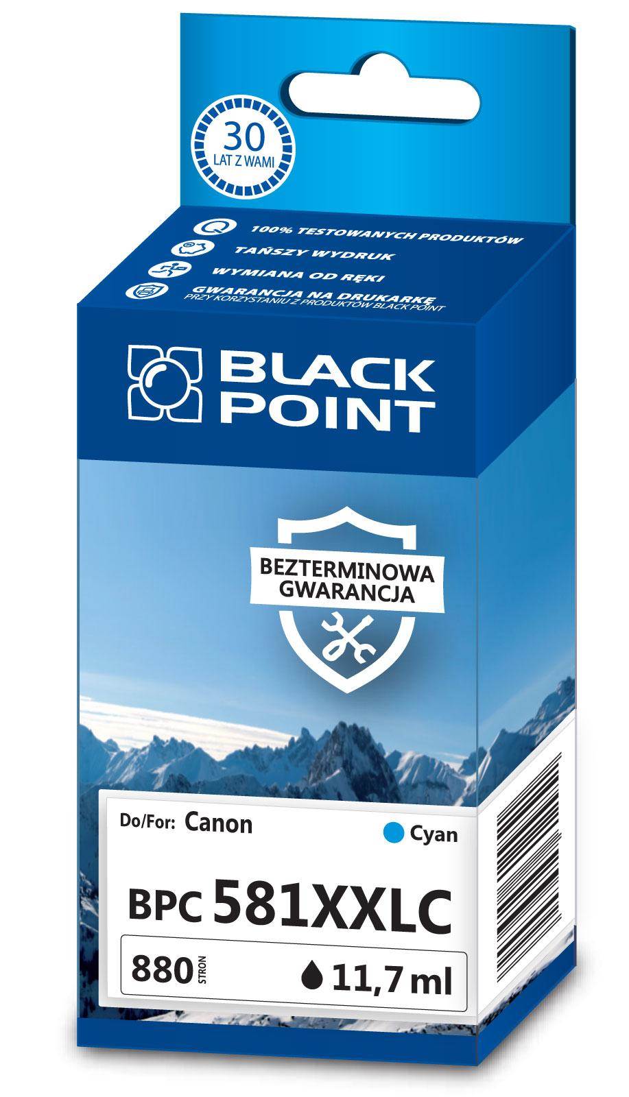 Kartridż Cyan Black Point BPC581XXLC (Canon CLI-581CXXL), 880 str.