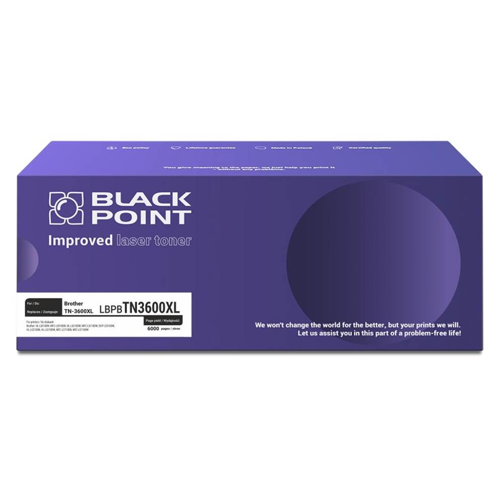 Black Point toner LBPBTN3600XL zastępuje Brother TN-3600XL, 6000 stron