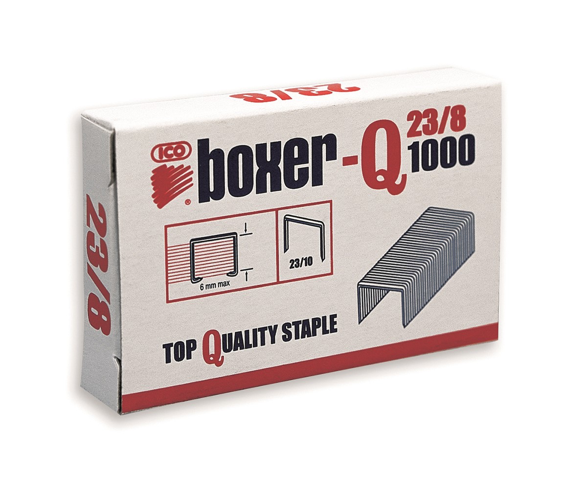 Zszywki ICO Boxer, 23/8, galwanizowane, 1000szt.