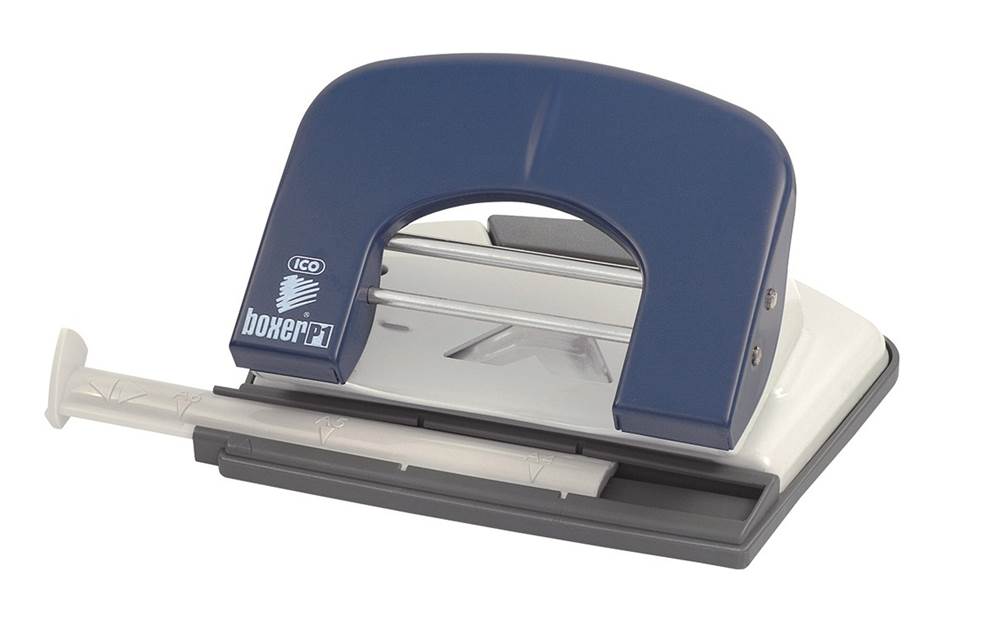Dziurkacz ICO Boxer P1, dziurkuje do 15 kartek, niebieski