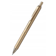 pióro kulkowe w aluminiowej obudowie z płynnym tuszem żelowym , na wkłady wymienne LR7, kolor tuszu NIEBIESKI, system przyciskowy, sprzedawane w etui złota obud. Pentel