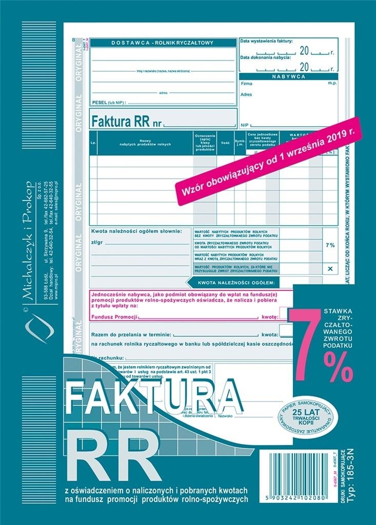 Faktura VAT RR dla rolników A5
