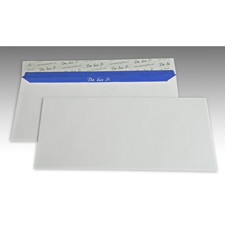 Koperty białe DL HK Delux 110x220mm poddruk granatowy 120g 1000 szt.