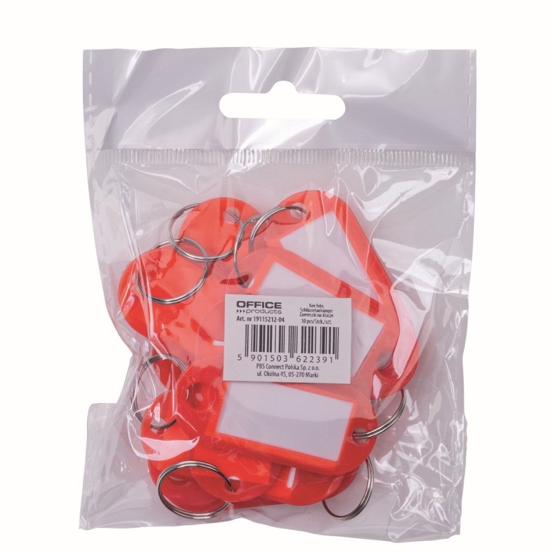 ZAWIESZKI NA KLUCZE OFFICE PRODUCTS, 50X20MM, 10SZT.,czerwone