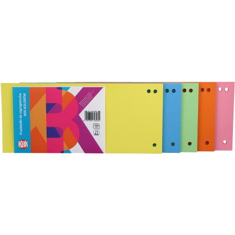 Przekładka papierowa 1/3 A4, 100szt. mix-kolor, gramatura 190 g/m2, KBK