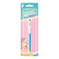 Długopis automatyczny ICO Retro 70'C, Pastel, blister, wkład niebieski, mix kolorów