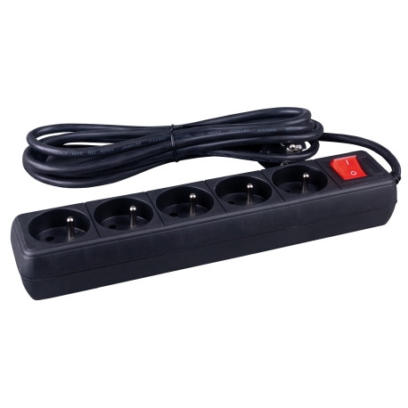 Przedłużacz OFFICE PRODUCTS, 5 gniazd, 5m, z uziemieniem czarny