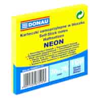 Bloczek samoprzylepny DONAU, 76x76mm, 1x100 kart., neon, żółty