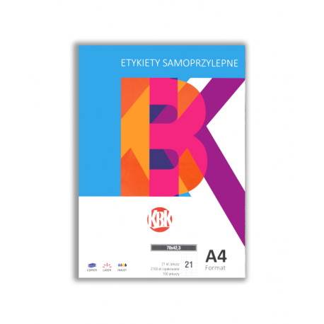 Etykieta A4 70mm x 42,3mm, 100 ark., KBK
