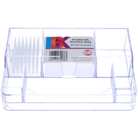 Przybornik biurowy duży transparentny przeźroczysty KBK 230mmx170mmx50mm