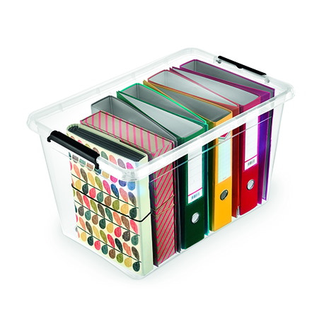 Pojemnik do przechowywania MOXOM Simple box, 60l, na kółkach, transparentny
