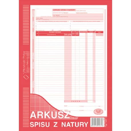 Arkusz spisu z natury (pion)