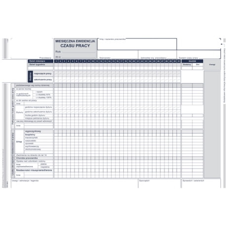 MEC Miesięczna ewid. czasu pracy