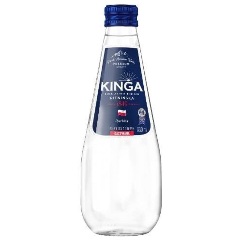 Woda mineralna gazowana Kinga Pienińska 330 ml szkło biała 12szt - butelki bezkaucyjne