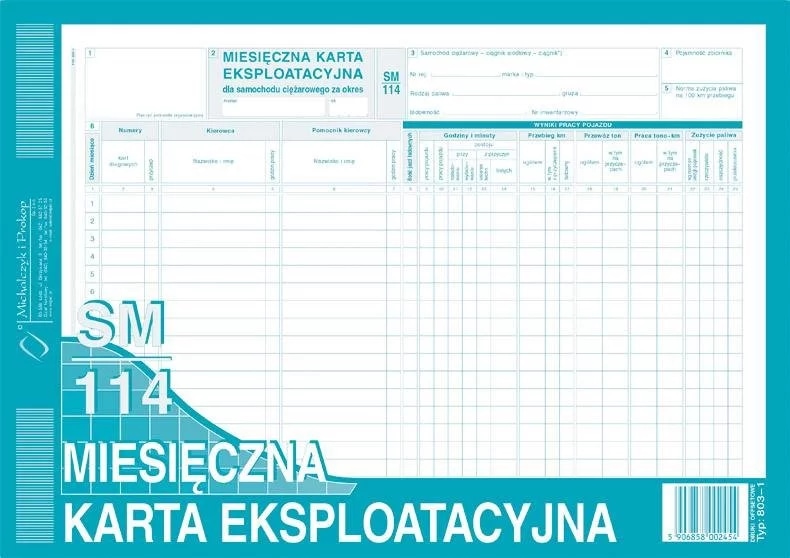 MKE Miesięczna Karta Eksploat.A4 (SM/114)