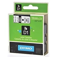DYMO D1 etykiety, czarny nadruk na białym, 19 mm x 7 m, samoprzylepne etykiety do drukarek etykiet LabelManager,zamiennik