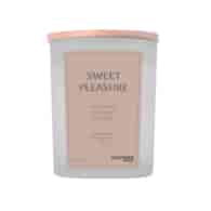 Świeca sojowa DONAU HOME, w szarym szkle, drewniana pokrywa i knot, Sweet Pleasure, 200g