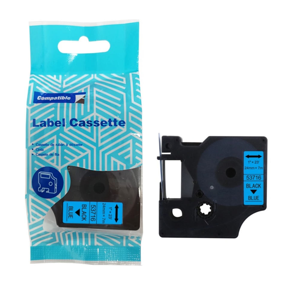 DYMO D1 etykiety, rolka 24 mm x 7 m, czarny nadruk na niebieskim samoprzylepne etykiety do drukarek etykiet LabelManager, oryginalne