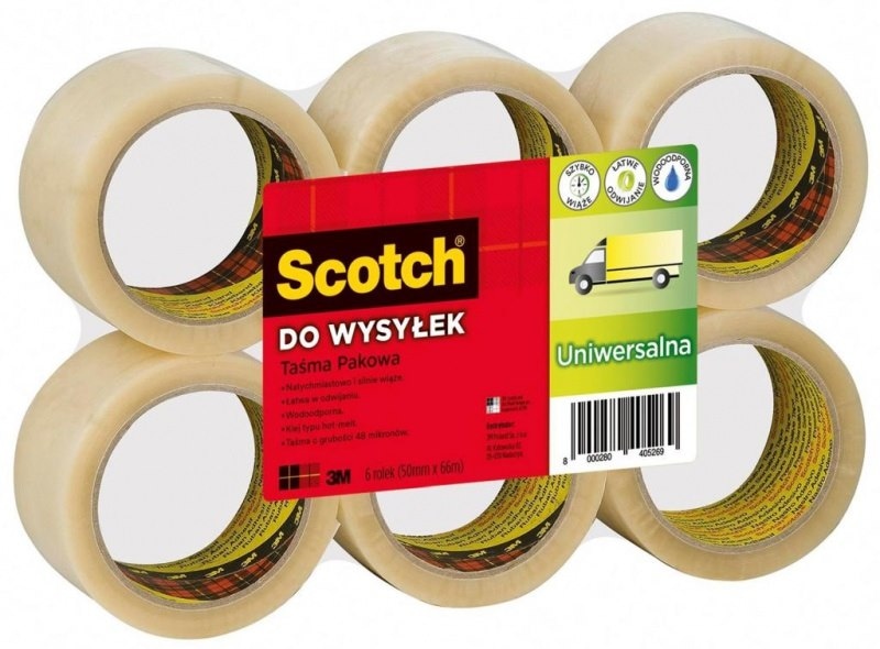 Taśma pakowa do wysyłek SCOTCH® Hot-melt (371), 48mm, 66m, transparentna