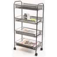 Mobilny stojak na dokumenty Q-CONNECT Office Set, metalowy, na kółkach, 4 półki, czarny