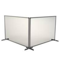 MemoBe Przegroda biurkowa, pleksi bezbarwne, rama aluminiowa, metalowa podstawa srebrna 90x60 cm