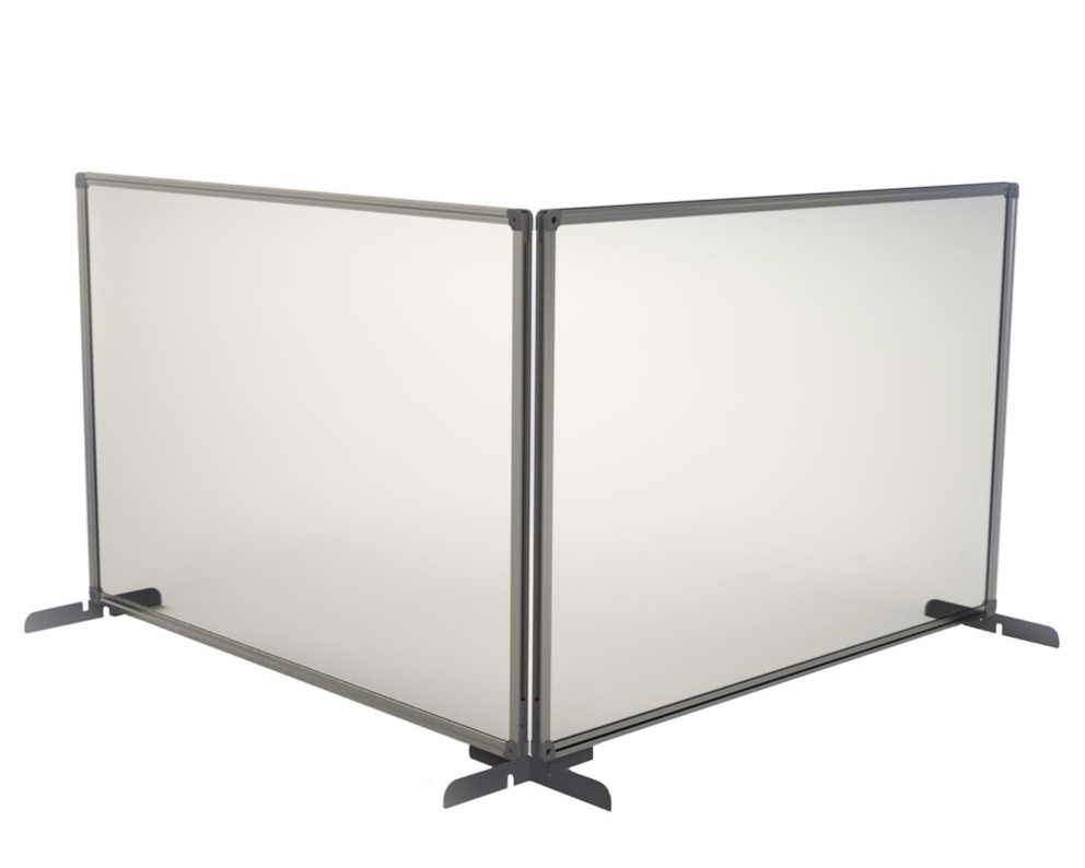 MemoBe Przegroda biurkowa, pleksi bezbarwne, rama aluminiowa, metalowa podstawa srebrna 90x60 cm