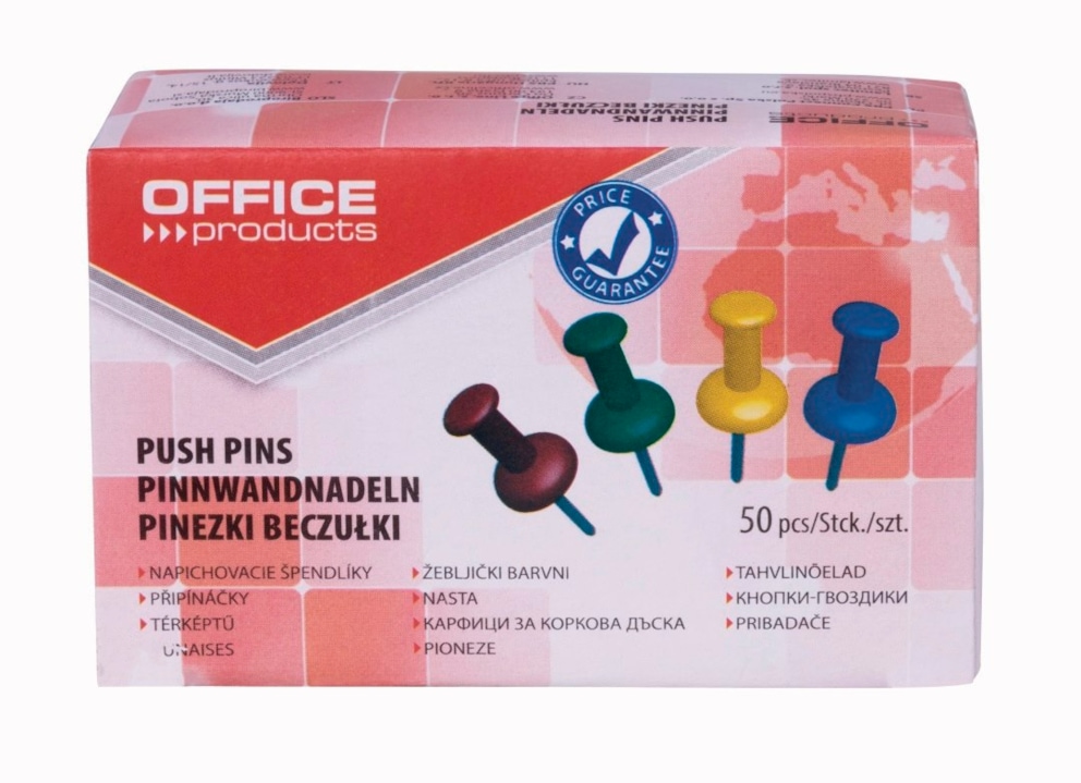 PINEZKI BECZUŁKI OFFICE PRODUCTS, 50SZT., MIX KOLORÓW