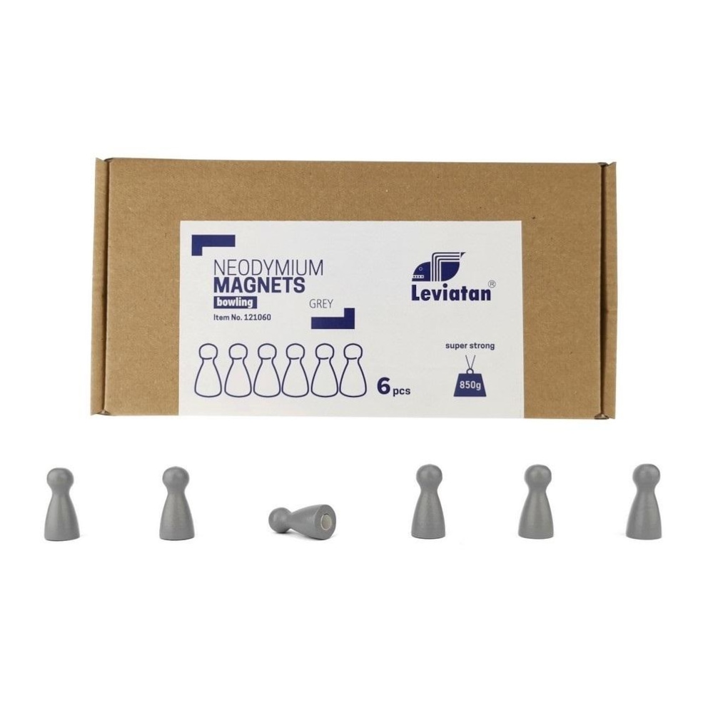 MAGNESY NEODYMOWE LEVIATAN BOWLING szare 6szt