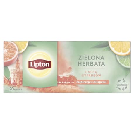 Herbata LIPTON zielona, z nutą cytrusów, 20 torebek
