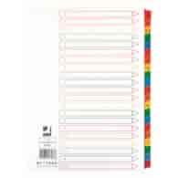 Przekładki Q-CONNECT Mylar, karton, A4, 225x297mm, A-Z, 21 kart, lam. indeks, mix kolorów