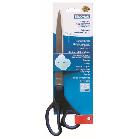 Nożyczki biurowe DONAU Soft Grip, 25cm, niebieskie