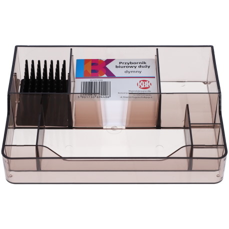 Przybornik biurowy duży transparentny dymny KBK 230mmx170mmx50mm