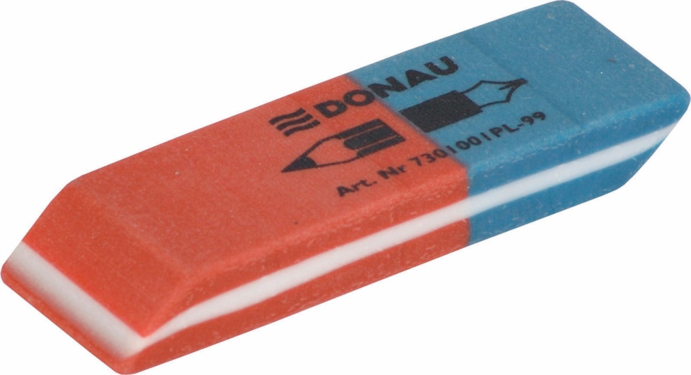 Gumka wielofunkcyjna DONAU, 57x19x8mm, 2szt., niebiesko-czerwona