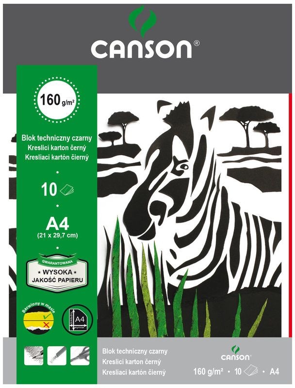 Blok techniczny A4 czarny Canson 160g 10ark