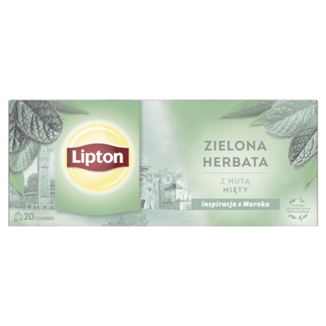 Herbata LIPTON zielona, z nutą mięty, 20 torebek