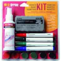 Zestaw do tablic magnetycznych BI-OFFICE, spray, gąbka, 4 markery oraz magnesy