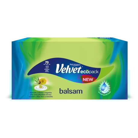 Chusteczki uniwersalne VELVET Balsam, ekstrakt aloesu i nagietka, 3-warstwowe, 70 listków, białe