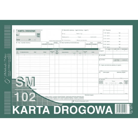 KD Karta Drogowa-sam.ciężarowy A4 (SM/102)