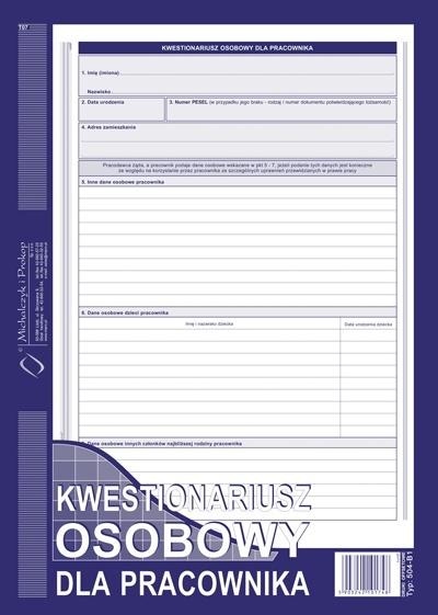 Kwestionariusz osob.dla pracownika