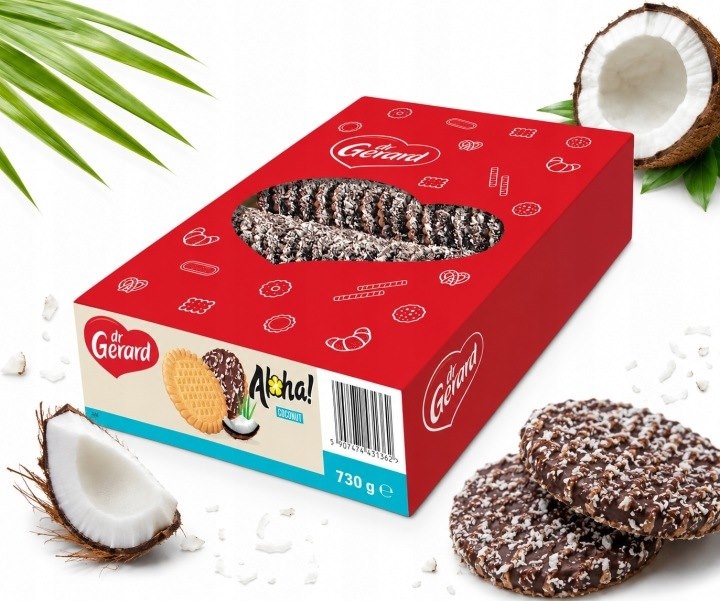 CIASTKA DR GERARD ALOHA Z POLEWA KAKAO I WIORKI KOKOSOWE 730G